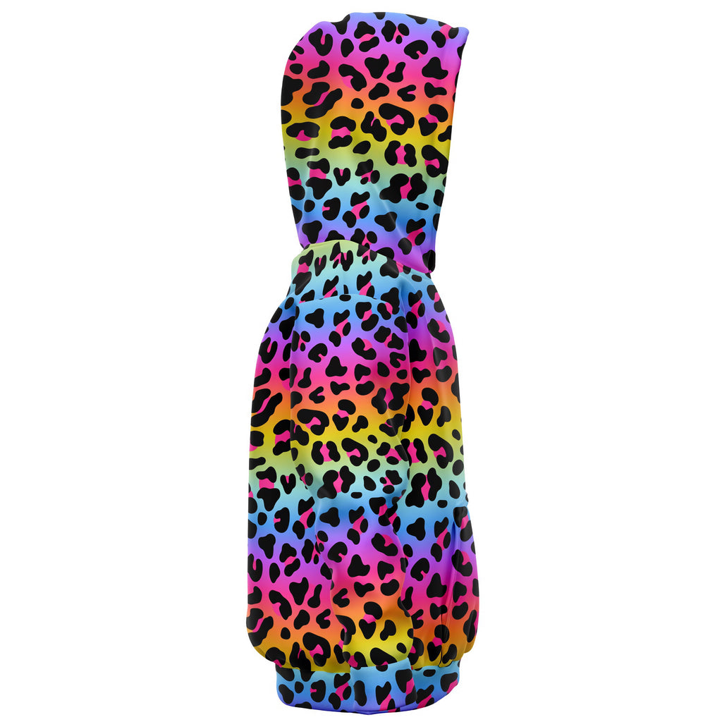 Girls Rainbow Cheetah Hoodie – Cozy Cotton Fleece or Lightweight Sports Fabric