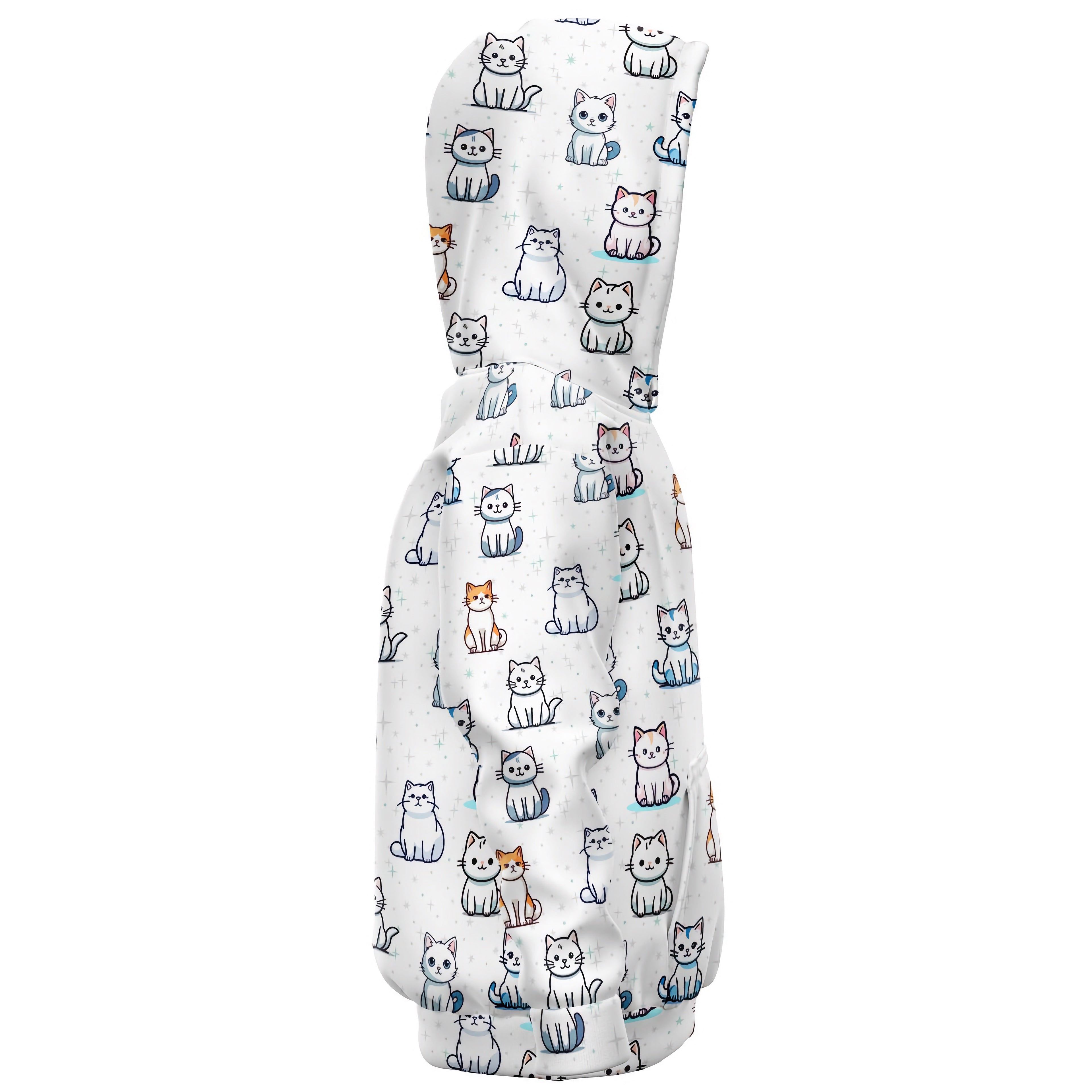 Girls Cat Pattern Hoodie – Cozy Cotton Fleece or Lightweight Sports Fabric