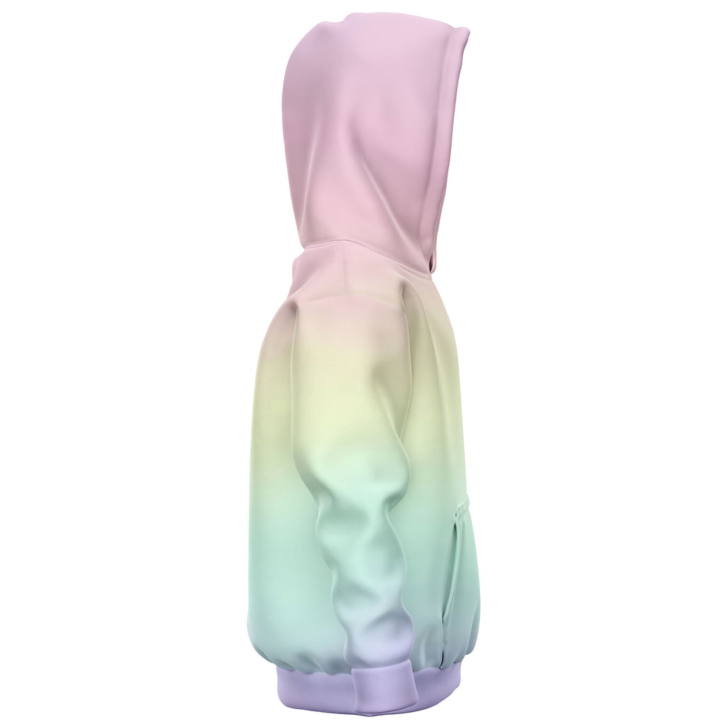 Girls Pastel Rainbow Hoodie – Cozy Cotton Fleece or Lightweight Sports Fabric