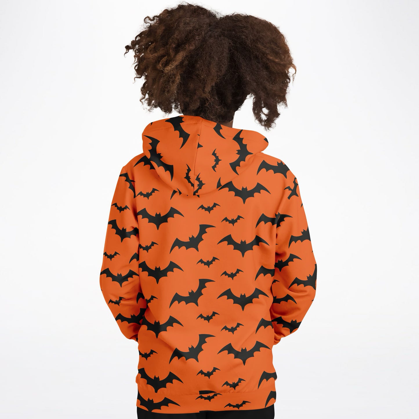 Kids Orange Bats Halloween Hoodie – Cozy Cotton Fleece or Lightweight Sports Fabric