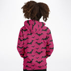 Kids Pink Bats Halloween Hoodie – Cozy Cotton Fleece or Lightweight Sports Fabric