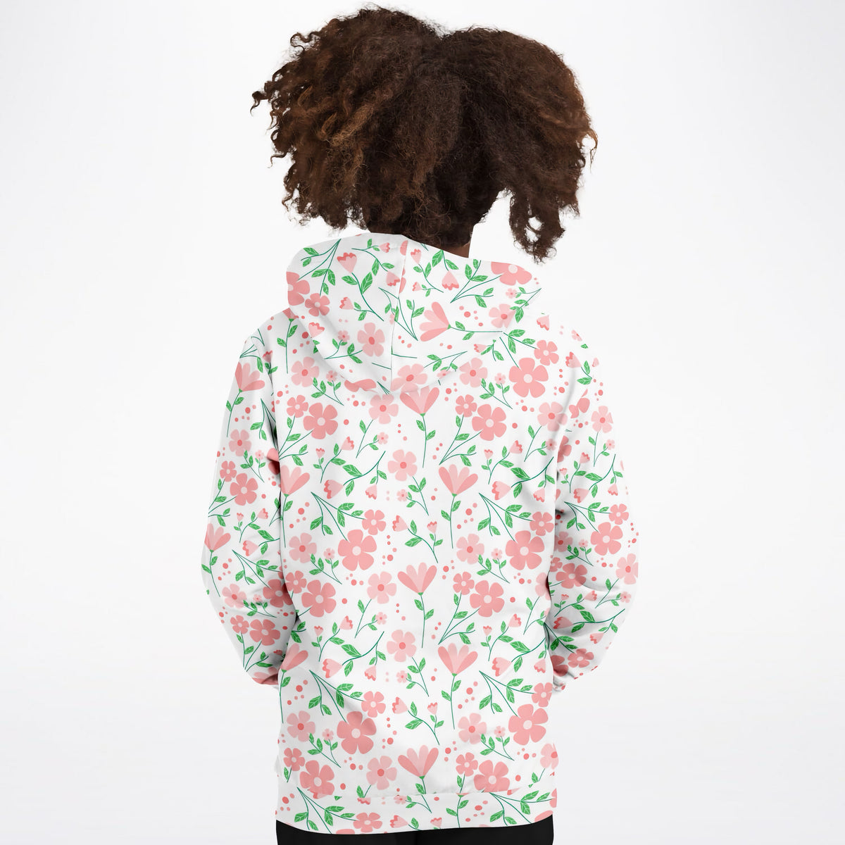 Girls Pretty Pink Flowers Hoodie – Ultra Comfy & Stretchy, Cozy Fleece or Lightweight Sports Fabric, Double-Layer Hood & Kangaroo Pocket