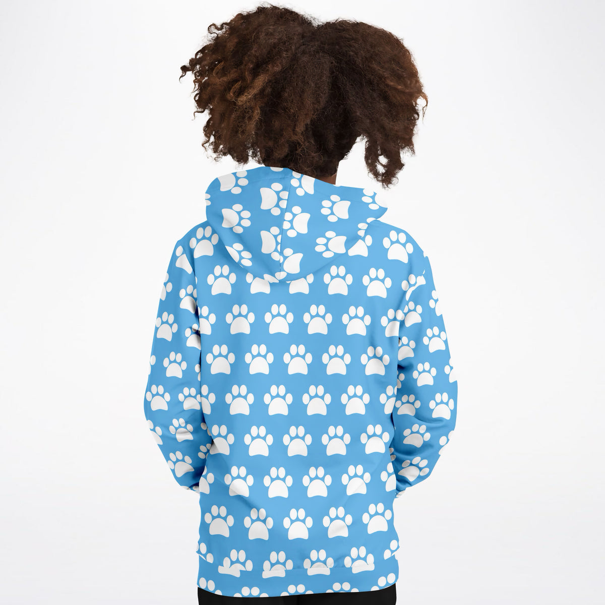 Kids Sky Blue Paw Print Hoodie – Ultra Comfy & Stretchy, Cozy Fleece or Lightweight Sports Fabric, Double-Layer Hood & Kangaroo Pocket