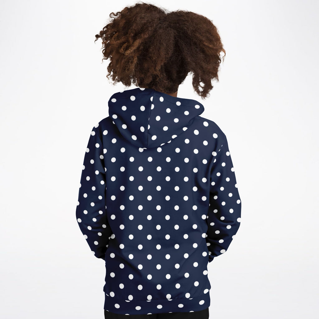 Kids Navy Blue Polka Dot Hoodie – Ultra Comfy & Stretchy, Cozy Fleece or Lightweight Sports Fabric, Double-Layer Hood & Kangaroo Pocket