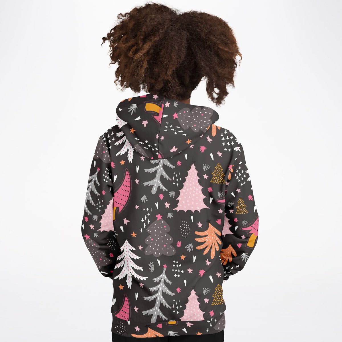 Girls Dark Brown Christmas Tree Hoodie – Ultra Comfy & Stretchy, Cozy Fleece or Lightweight Sports Fabric, Double-Layer Hood & Kangaroo Pocket