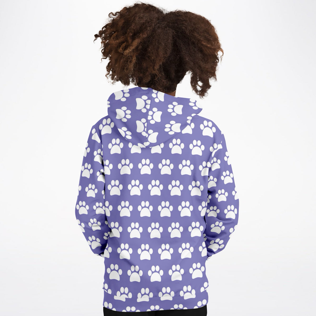 Girls Purple Paw Print Hoodie – Ultra Comfy & Stretchy, Cozy Fleece or Lightweight Sports Fabric, Double-Layer Hood & Kangaroo Pocket