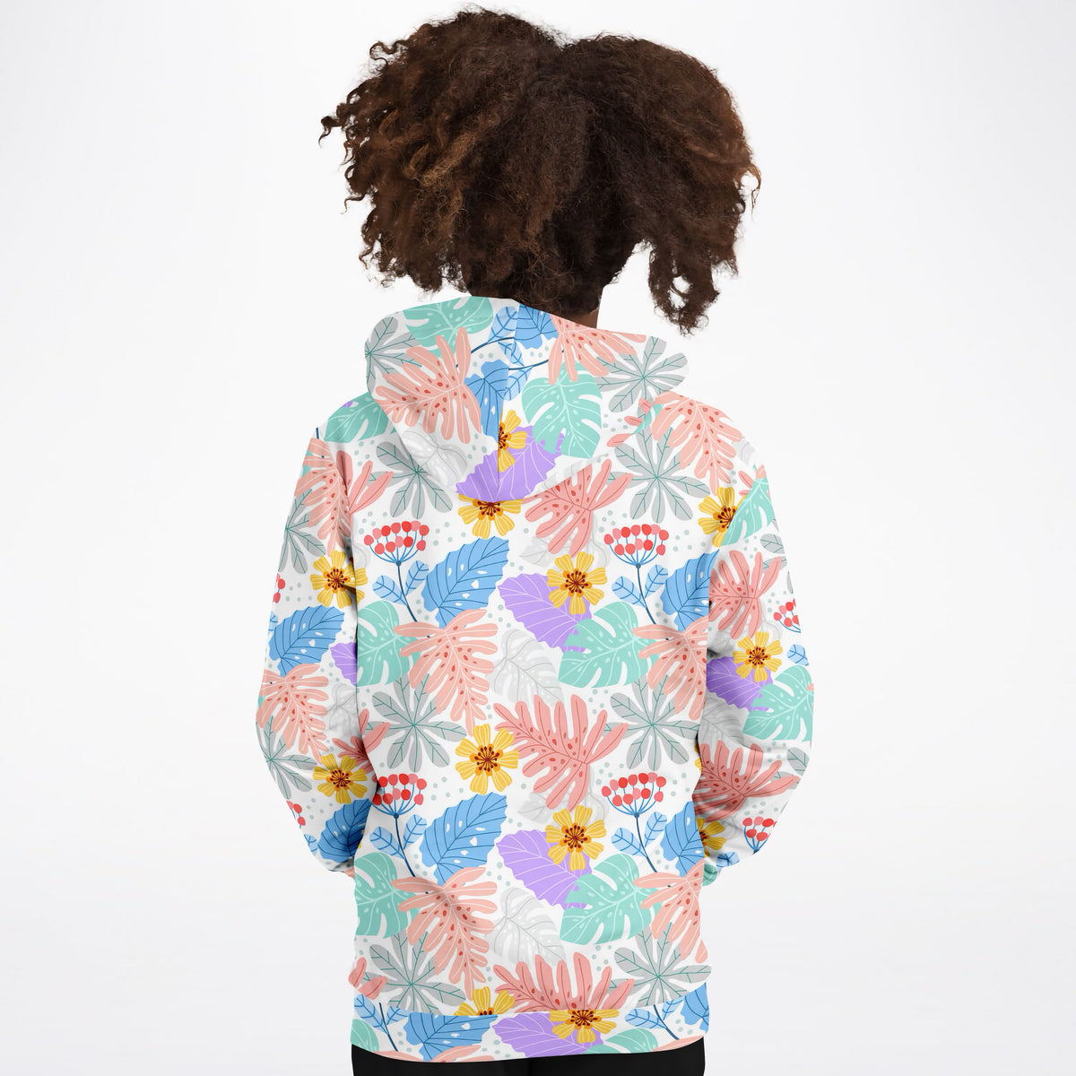 Girls Colorful Tropical Floral Hoodie – Ultra Comfy & Stretchy, Cozy Fleece or Lightweight Sports Fabric, Double-Layer Hood & Kangaroo Pocket