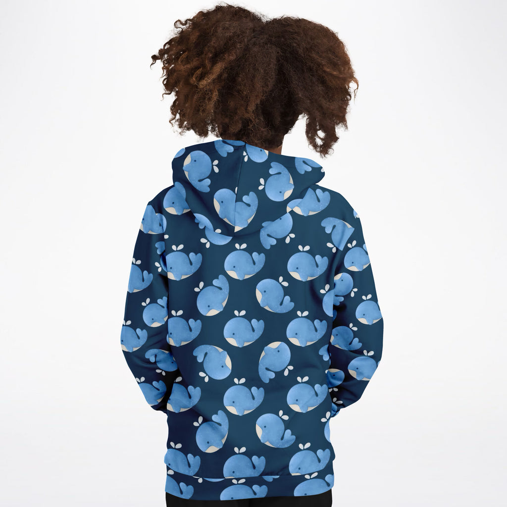Kids Blue Whale Hoodie – Ultra Comfy & Stretchy, Cozy Fleece or Lightweight Sports Fabric, Double-Layer Hood & Kangaroo Pocket