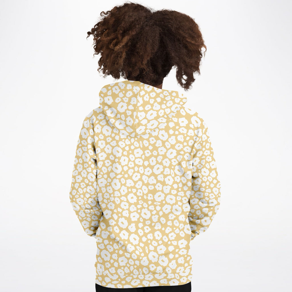Kids Light Yellow Leopard Hoodie – Ultra Comfy & Stretchy, Cozy Fleece or Lightweight Sports Fabric, Double-Layer Hood & Kangaroo Pocket