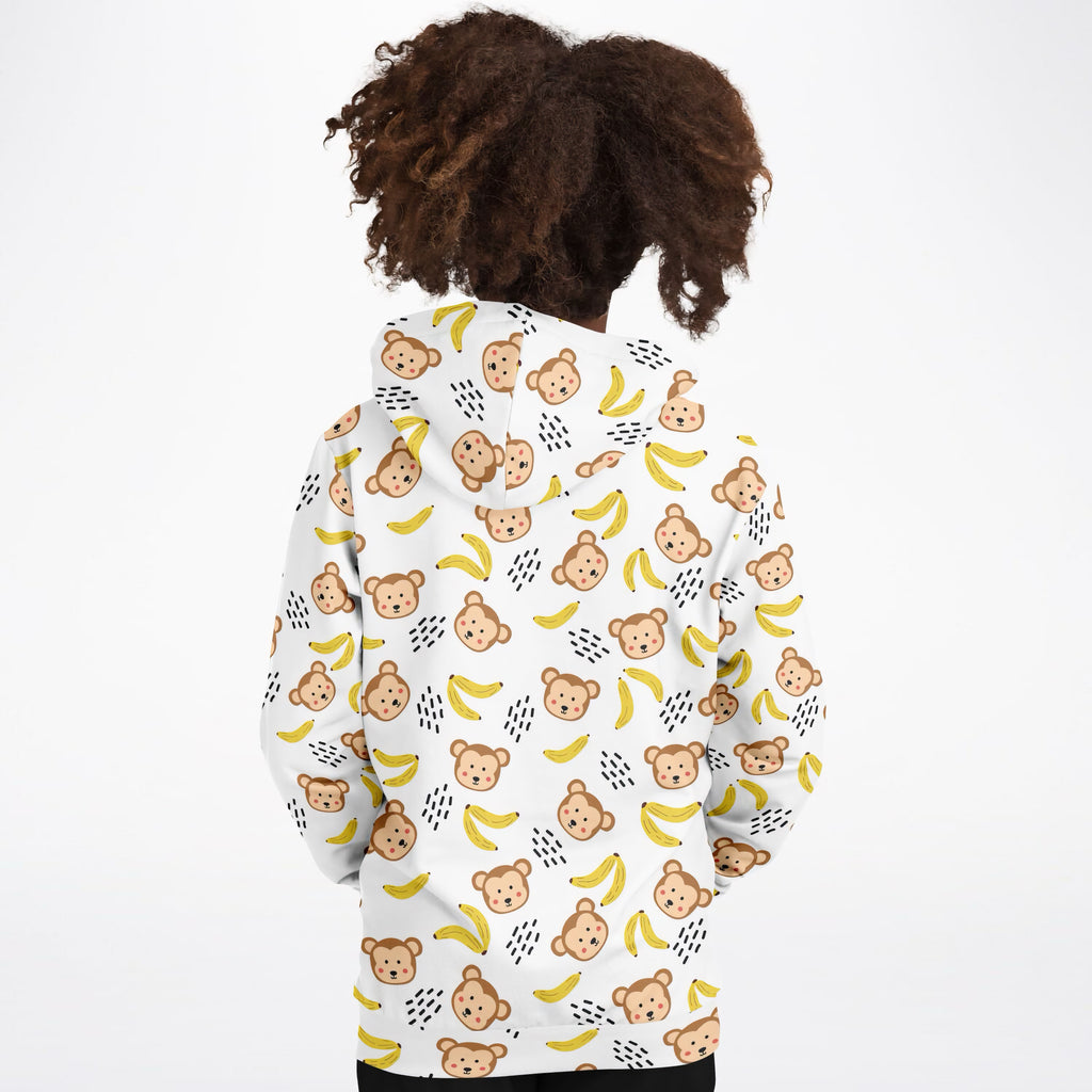 Kids Cute Monkey & Banana Hoodie – Ultra Comfy & Stretchy, Cozy Fleece or Lightweight Sports Fabric, Double-Layer Hood & Kangaroo Pocket