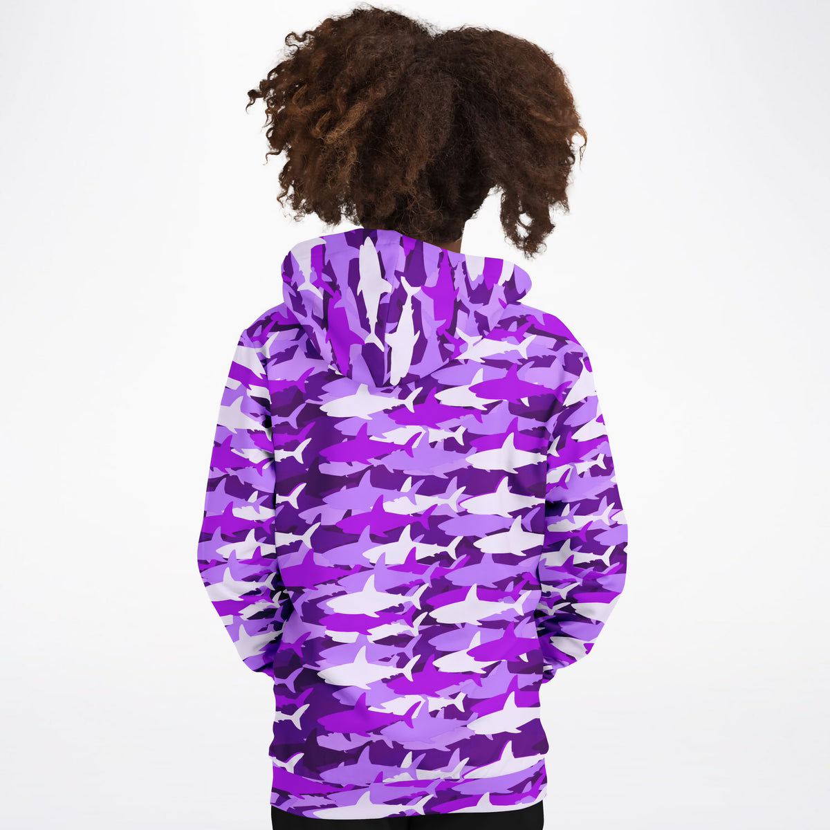 Girls Purple Shark Camouflage Hoodie – Ultra Comfy & Stretchy, Cozy Fleece or Lightweight Sports Fabric, Double-Layer Hood & Kangaroo Pocket