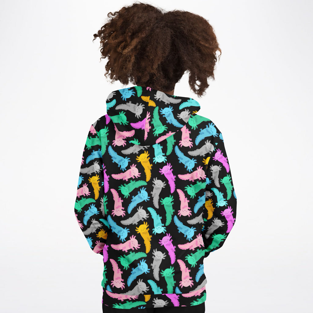 Kids Colorful Axolotl Hoodie – Ultra Comfy & Stretchy, Cozy Fleece or Lightweight Sports Fabric, Double-Layer Hood & Kangaroo Pocket