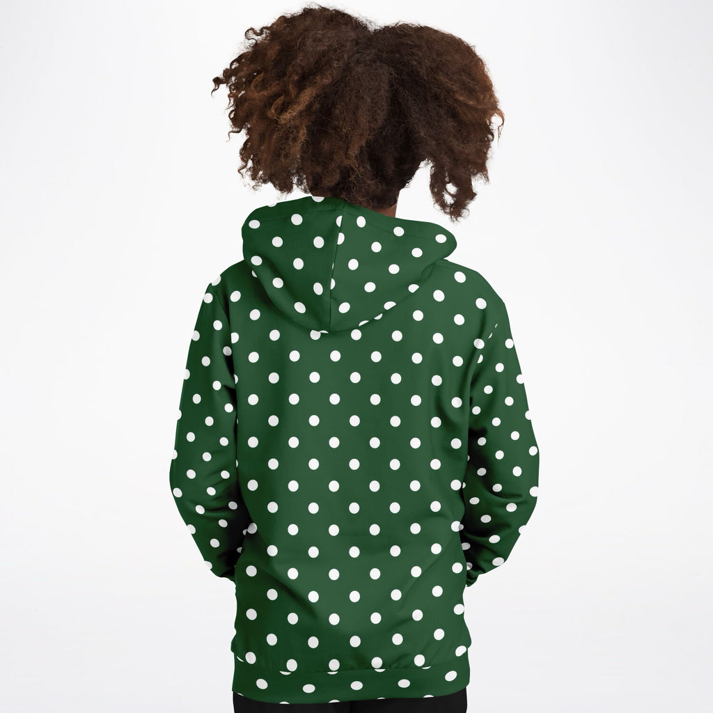 Kids Forest Green Polka Dot Hoodie – Ultra Comfy & Stretchy, Cozy Fleece or Lightweight Sports Fabric, Double-Layer Hood & Kangaroo Pocket