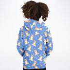 Kids Blue Corgi Dog Hoodie – Cozy Cotton Fleece or Lightweight Sports Fabric