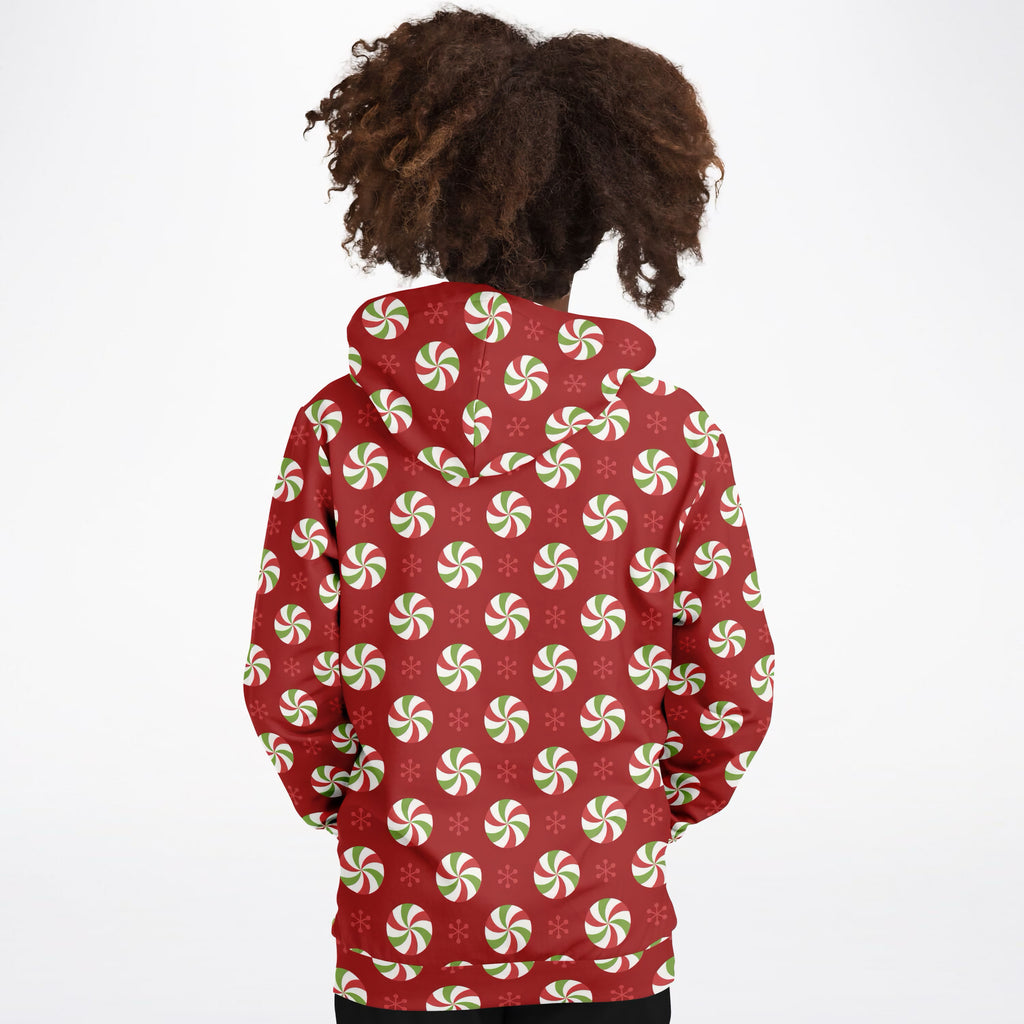 Kids Christmas Peppermint Candy Hoodie – Ultra Comfy & Stretchy, Cozy Fleece or Lightweight Sports Fabric, Double-Layer Hood & Kangaroo Pocket