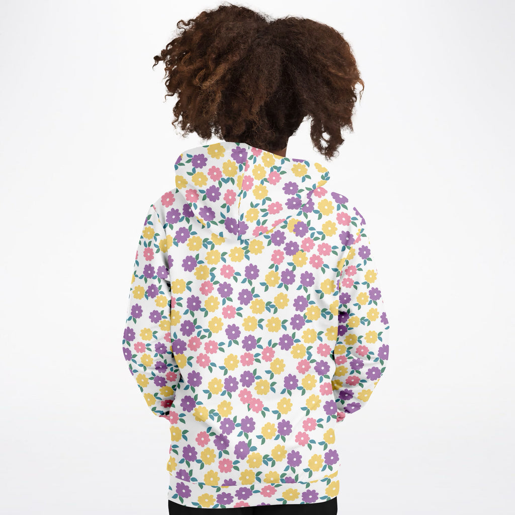 Girls Colorful Daisy Flower Hoodie – Ultra Comfy & Stretchy, Cozy Fleece or Lightweight Sports Fabric, Double-Layer Hood & Kangaroo Pocket