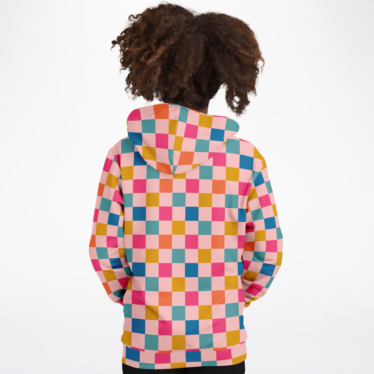 Girls Bright Rainbow Checkered Hoodie – Ultra Comfy & Stretchy, Cozy Fleece or Lightweight Sports Fabric, Double-Layer Hood & Kangaroo Pocket