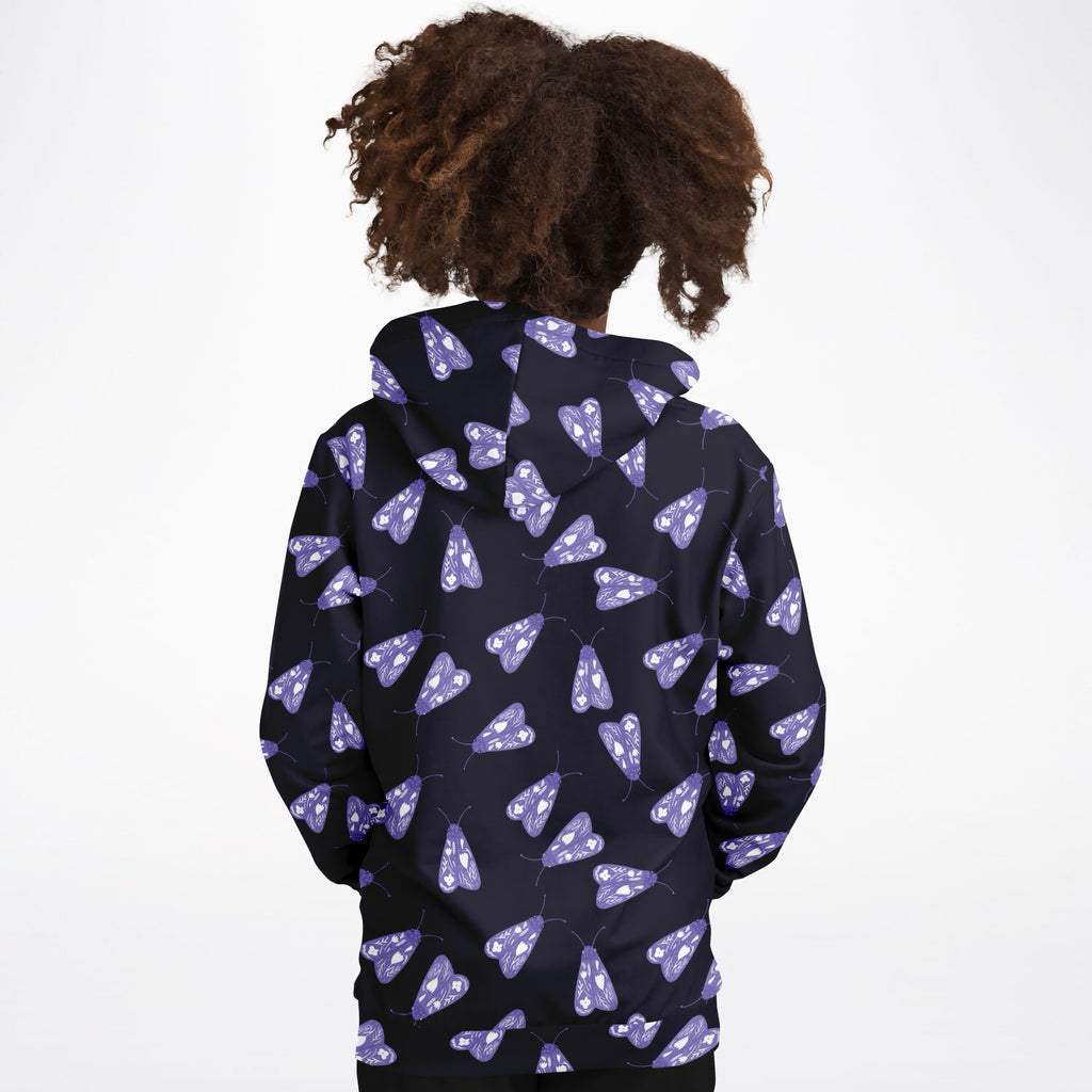 Kids Purple Moth Hoodie – Ultra Comfy & Stretchy, Cozy Fleece or Lightweight Sports Fabric, Double-Layer Hood & Kangaroo Pocket