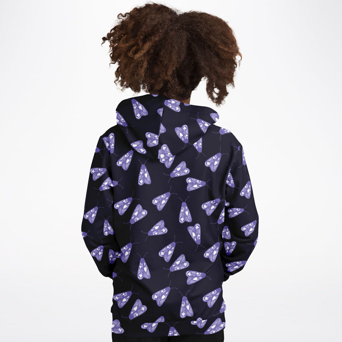 Kids Purple Moth Hoodie – Ultra Comfy & Stretchy, Cozy Fleece or Lightweight Sports Fabric, Double-Layer Hood & Kangaroo Pocket