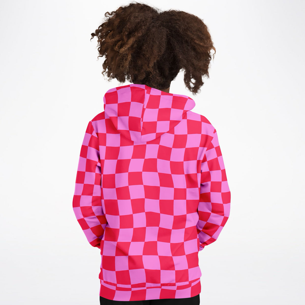 Girls Bright Pink Checkered Hoodie – Ultra Comfy & Stretchy, Cozy Fleece or Lightweight Sports Fabric, Double-Layer Hood & Kangaroo Pocket