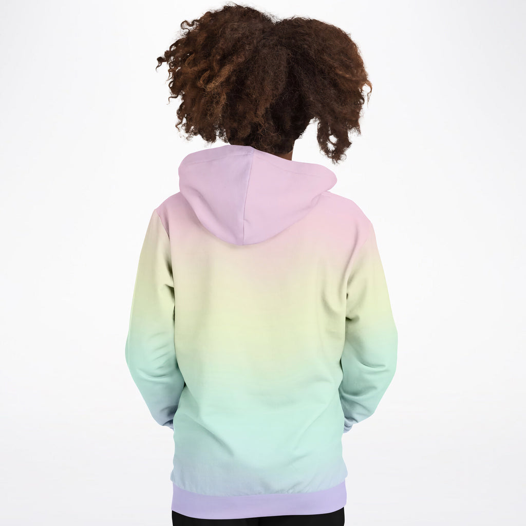 Girls Pastel Rainbow Hoodie – Cozy Cotton Fleece or Lightweight Sports Fabric