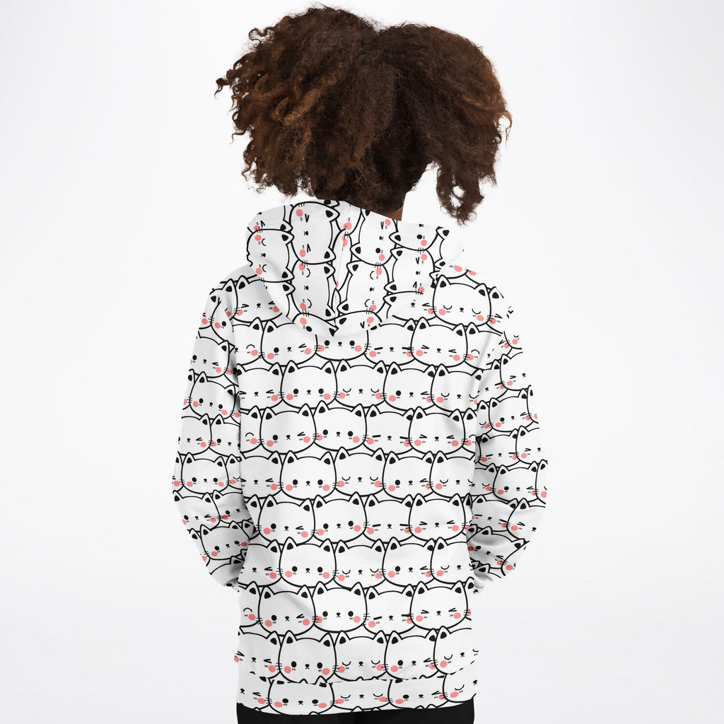 Girls Cat Print Hoodie – Ultra Comfy & Stretchy, Cozy Fleece or Lightweight Sports Fabric, Double-Layer Hood & Kangaroo Pocket