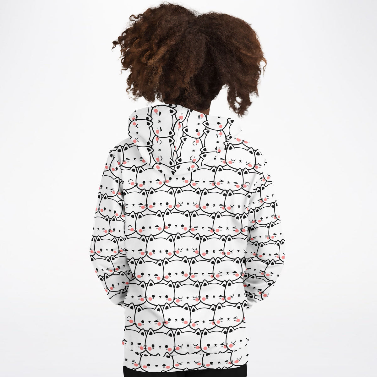 Girls Cat Print Hoodie – Ultra Comfy & Stretchy, Cozy Fleece or Lightweight Sports Fabric, Double-Layer Hood & Kangaroo Pocket