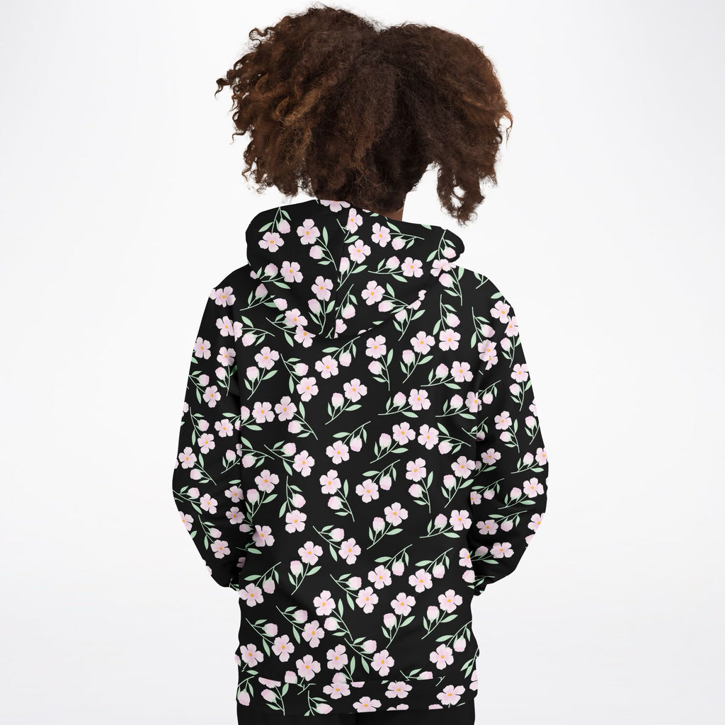 Girls Pink Flowers Hoodie – Ultra Comfy & Stretchy, Cozy Fleece or Lightweight Sports Fabric, Double-Layer Hood & Kangaroo Pocket