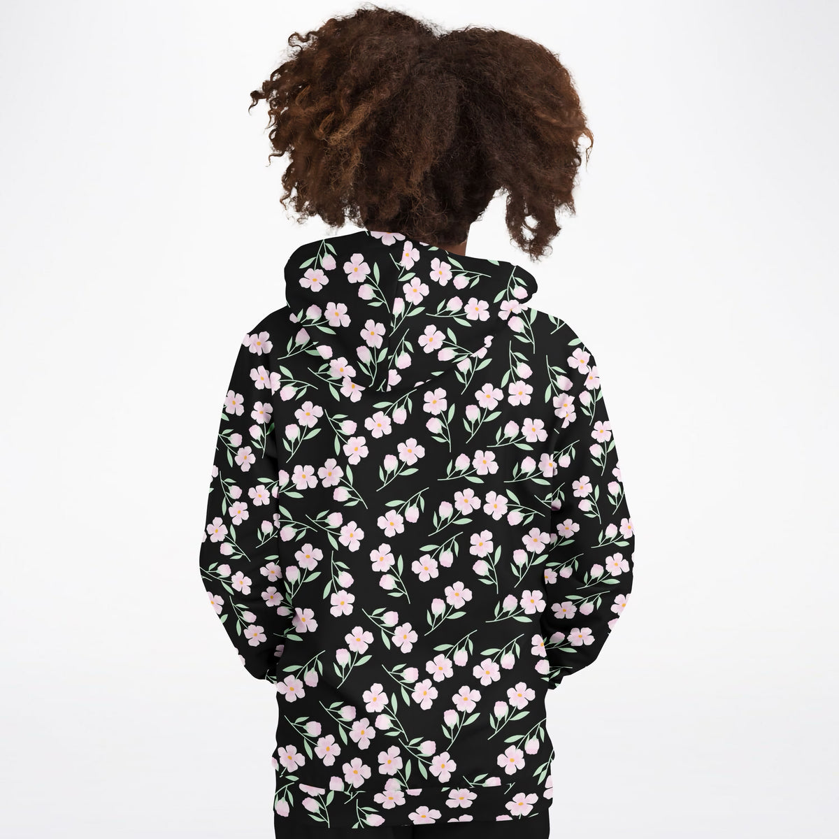 Girls Pink Flowers Hoodie – Ultra Comfy & Stretchy, Cozy Fleece or Lightweight Sports Fabric, Double-Layer Hood & Kangaroo Pocket