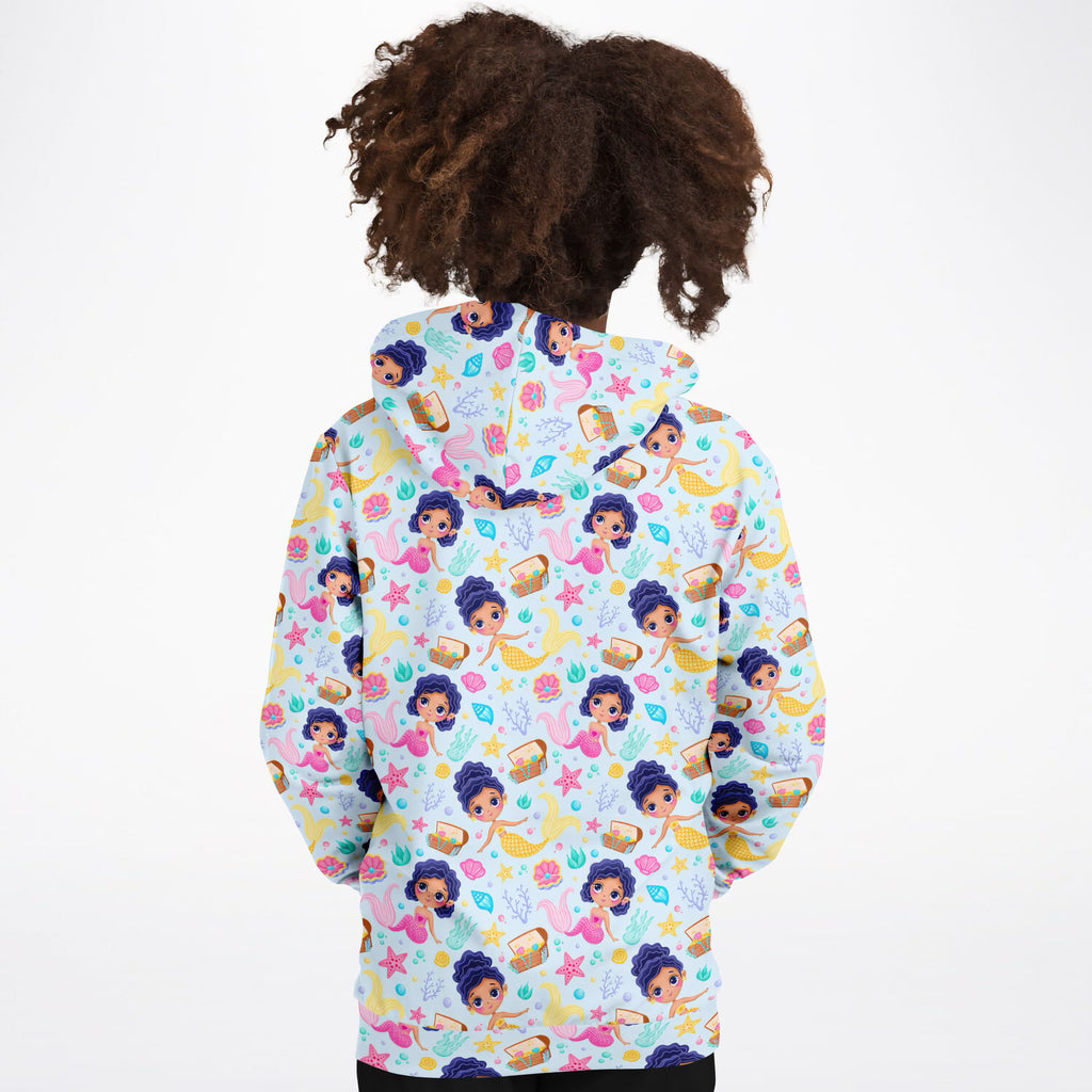 Girls Cute Mermaid Hoodie – Ultra Comfy & Stretchy, Cozy Fleece or Lightweight Sports Fabric, Double-Layer Hood & Kangaroo Pocket