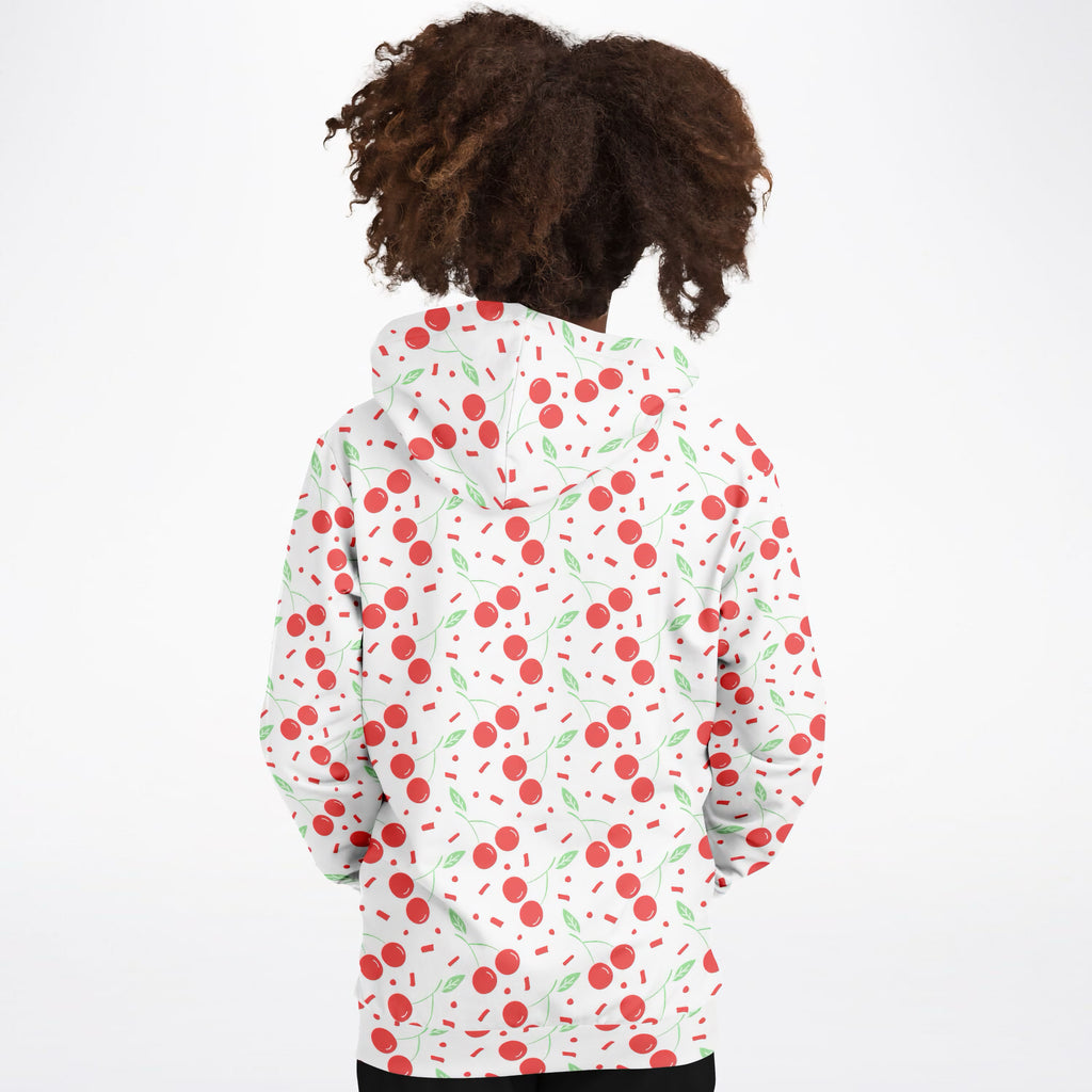 Girls Red Cherry Hoodie – Ultra Comfy & Stretchy, Cozy Fleece or Lightweight Sports Fabric, Double-Layer Hood & Kangaroo Pocket