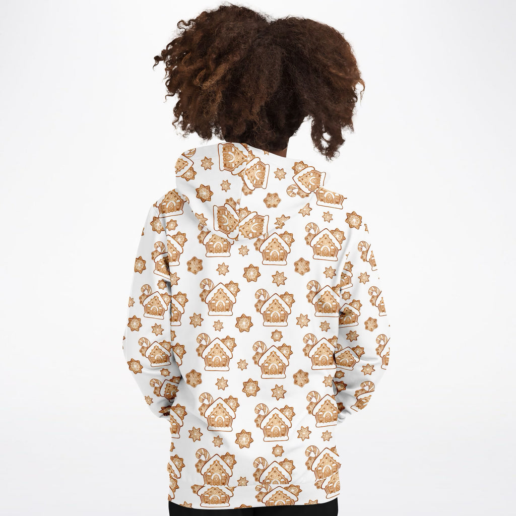 Kids Gingerbread House Christmas Hoodie – Ultra Comfy & Stretchy, Cozy Fleece or Lightweight Sports Fabric, Double-Layer Hood & Kangaroo Pocket