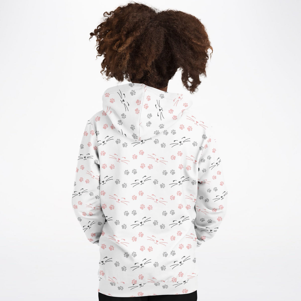 Girls Cat Face & Whiskers Hoodie – Ultra Comfy & Stretchy, Cozy Fleece or Lightweight Sports Fabric, Double-Layer Hood & Kangaroo Pocket