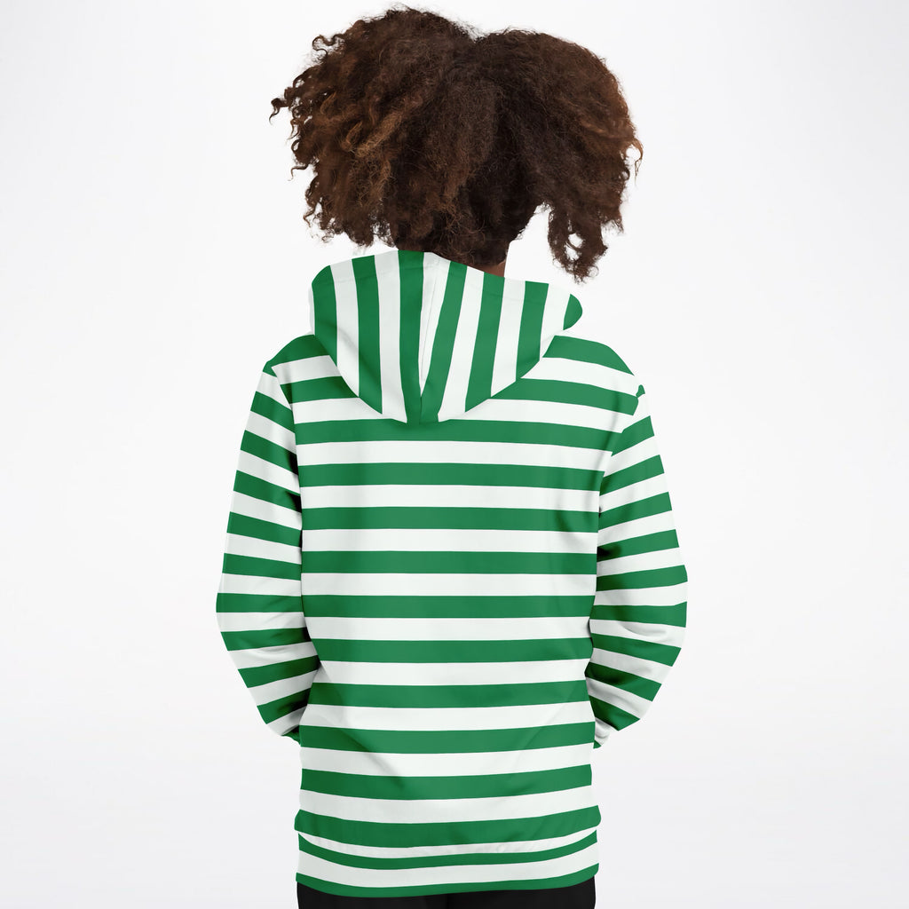 Kids Striped Green Christmas Hoodie – Ultra Comfy & Stretchy, Cozy Fleece or Lightweight Sports Fabric, Double-Layer Hood & Kangaroo Pocket