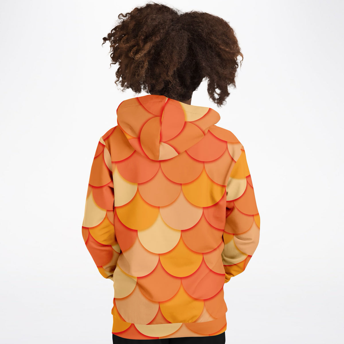 Girls Orange Mermaid Hoodie – Ultra Comfy & Stretchy, Cozy Fleece or Lightweight Sports Fabric, Double-Layer Hood & Kangaroo Pocket