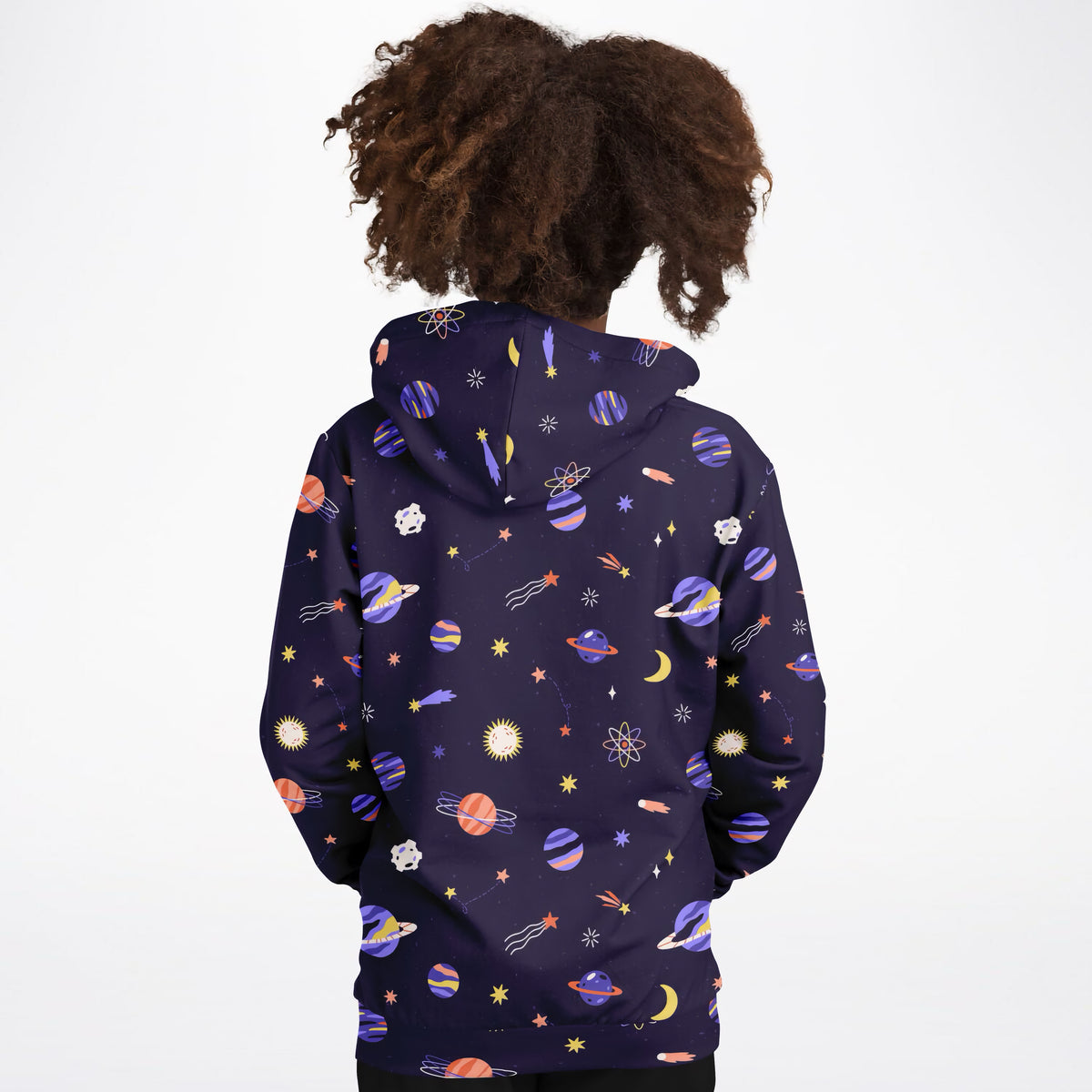 Girls Purple Outer Space Galaxy Hoodie – Ultra Comfy & Stretchy, Cozy Fleece or Lightweight Sports Fabric, Double-Layer Hood & Kangaroo Pocket