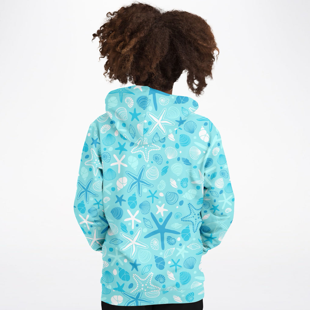 Kids Starfish & Shells Hoodie – Ultra Comfy & Stretchy, Cozy Fleece or Lightweight Sports Fabric, Double-Layer Hood & Kangaroo Pocket