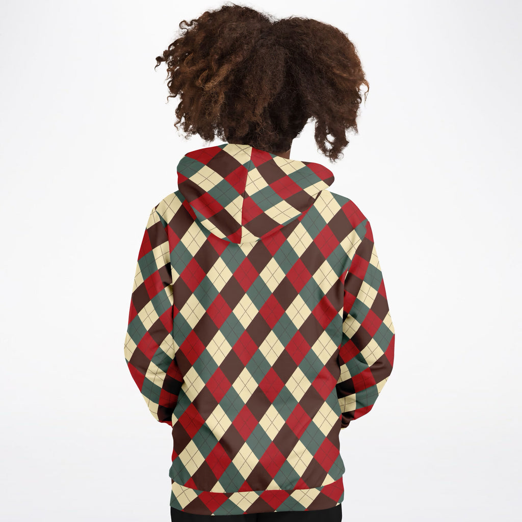 Kids Vintage Christmas Argyle Hoodie – Ultra Comfy & Stretchy, Cozy Fleece or Lightweight Sports Fabric, Double-Layer Hood & Kangaroo Pocket