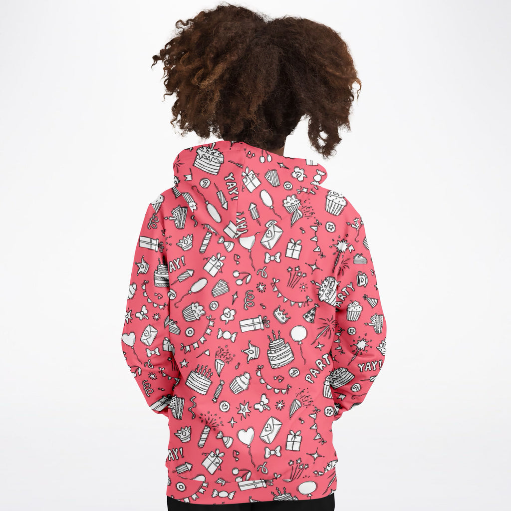 Girls Pink Birthday Themed Hoodie – Ultra Comfy & Stretchy, Cozy Fleece or Lightweight Sports Fabric, Double-Layer Hood & Kangaroo Pocket