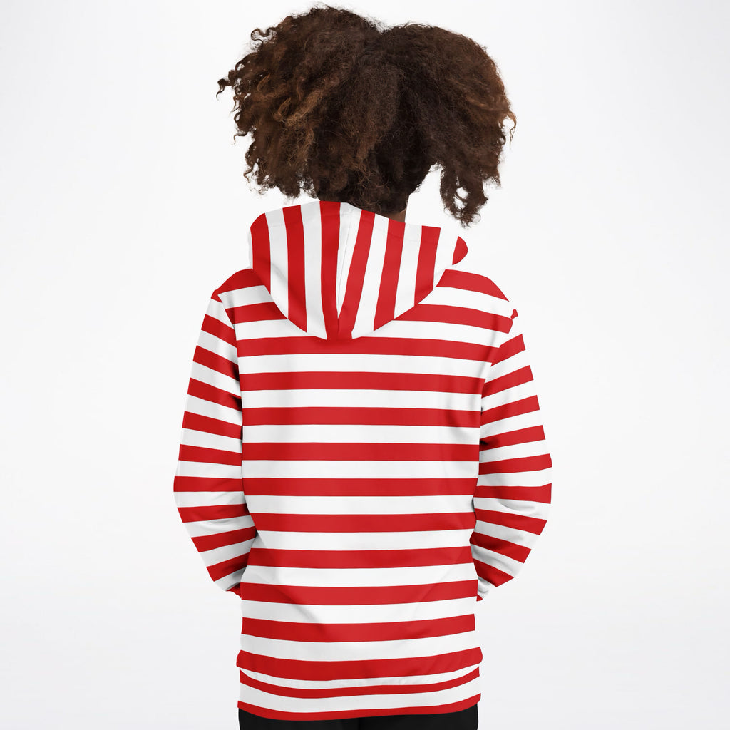Kids Striped Red Christmas Hoodie – Ultra Comfy & Stretchy, Cozy Fleece or Lightweight Sports Fabric, Double-Layer Hood & Kangaroo Pocket