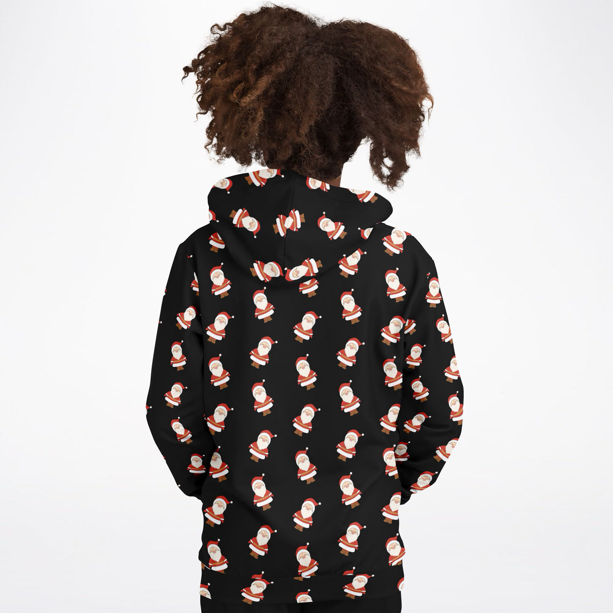 Kids Black Santa Claus Christmas Hoodie – Ultra Comfy & Stretchy, Cozy Fleece or Lightweight Sports Fabric, Double-Layer Hood & Kangaroo Pocket
