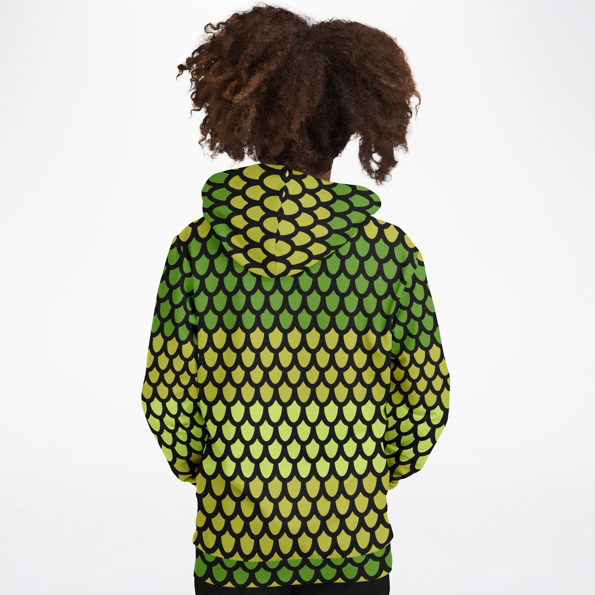 Kids Green Dragon Scales Hoodie – Ultra Comfy & Stretchy, Cozy Fleece or Lightweight Sports Fabric, Double-Layer Hood & Kangaroo Pocket