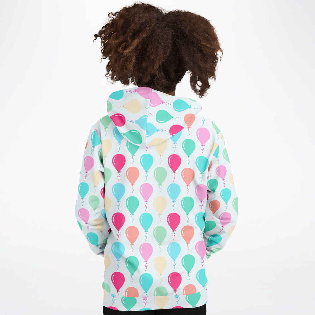 Kids Colorful Birthday Balloons Hoodie – Ultra Comfy & Stretchy, Cozy Fleece or Lightweight Sports Fabric, Double-Layer Hood & Kangaroo Pocket