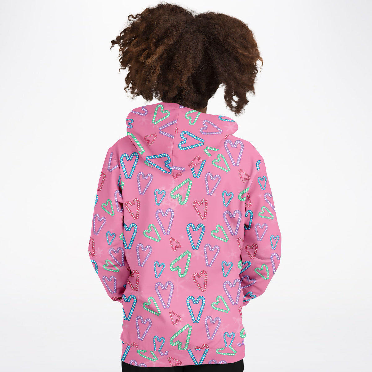 Girls Pink Christmas Candy Cane Hoodie – Ultra Comfy & Stretchy, Cozy Fleece or Lightweight Sports Fabric, Double-Layer Hood & Kangaroo Pocket