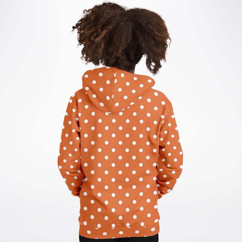 Kids Orange Polka Dot Hoodie – Ultra Comfy & Stretchy, Cozy Fleece or Lightweight Sports Fabric, Double-Layer Hood & Kangaroo Pocket