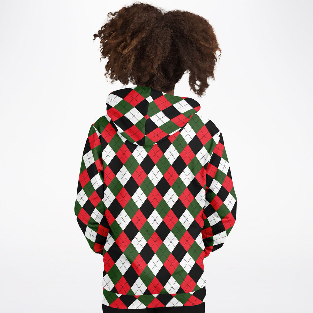 Kids Christmas Argyle Hoodie – Ultra Comfy & Stretchy, Cozy Fleece or Lightweight Sports Fabric, Double-Layer Hood & Kangaroo Pocket