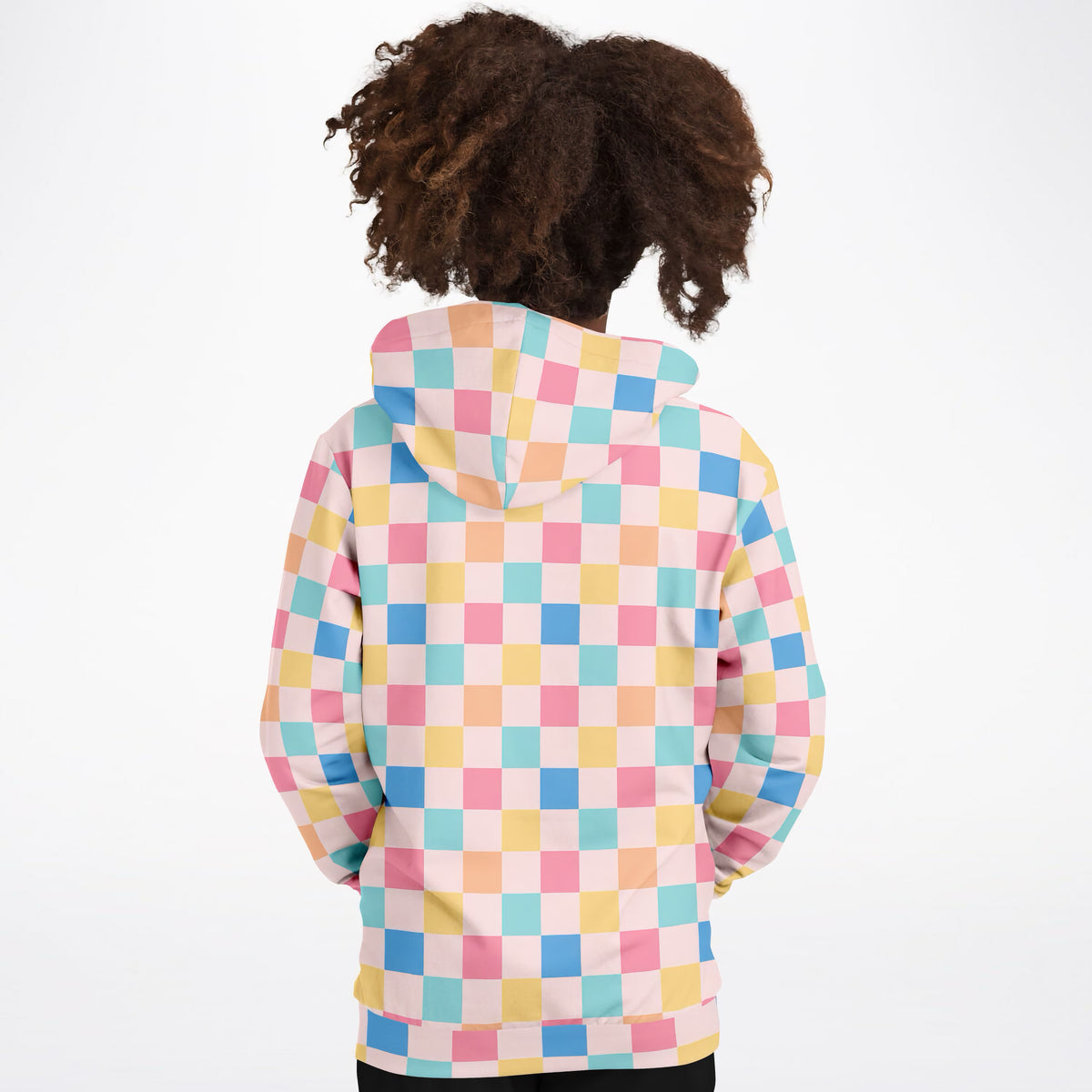 Girls Pastel Rainbow Checkered Hoodie – Ultra Comfy & Stretchy, Cozy Fleece or Lightweight Sports Fabric, Double-Layer Hood & Kangaroo Pocket
