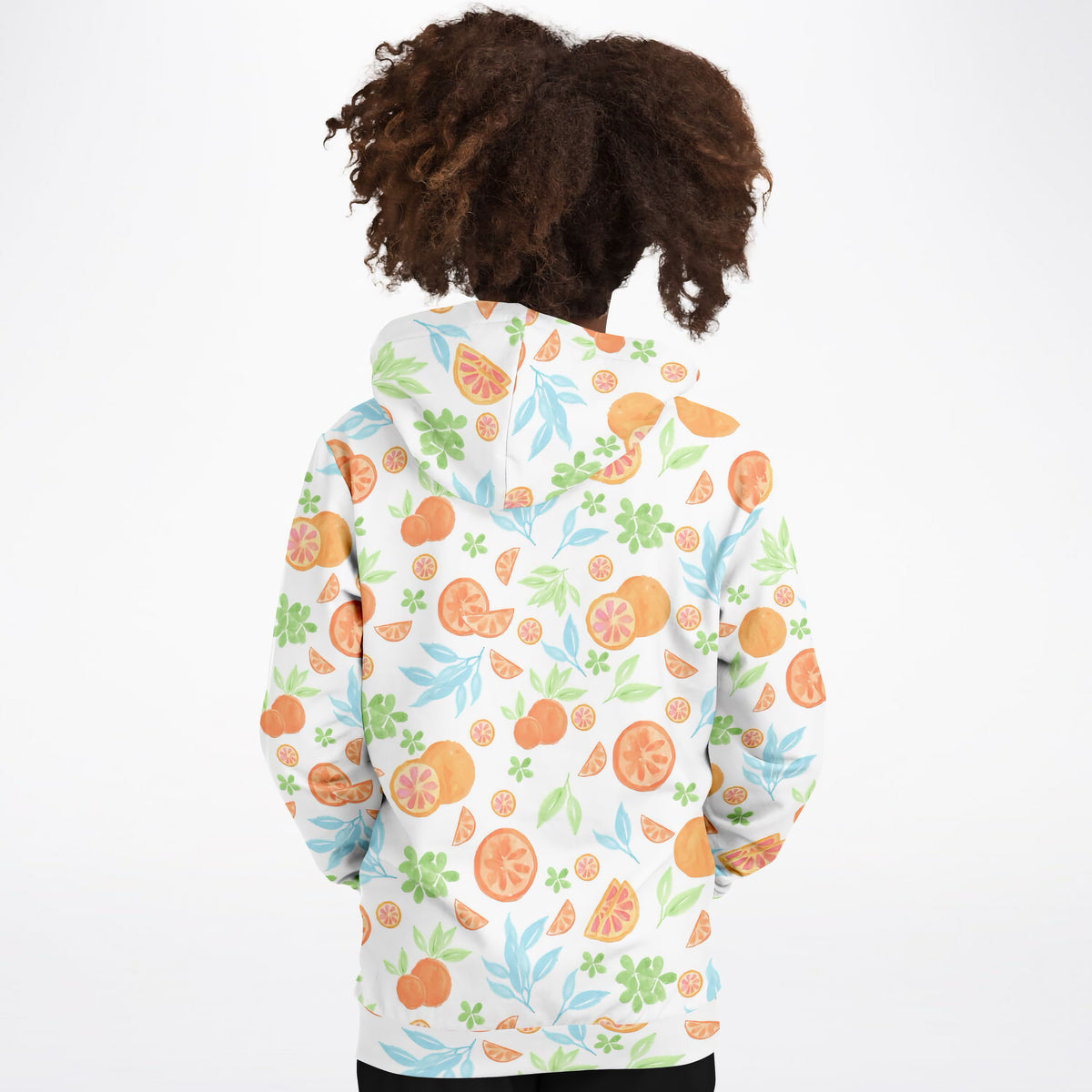 Kids Watercolor Orange Citrus Hoodie – Ultra Comfy & Stretchy, Cozy Fleece or Lightweight Sports Fabric, Double-Layer Hood & Kangaroo Pocket