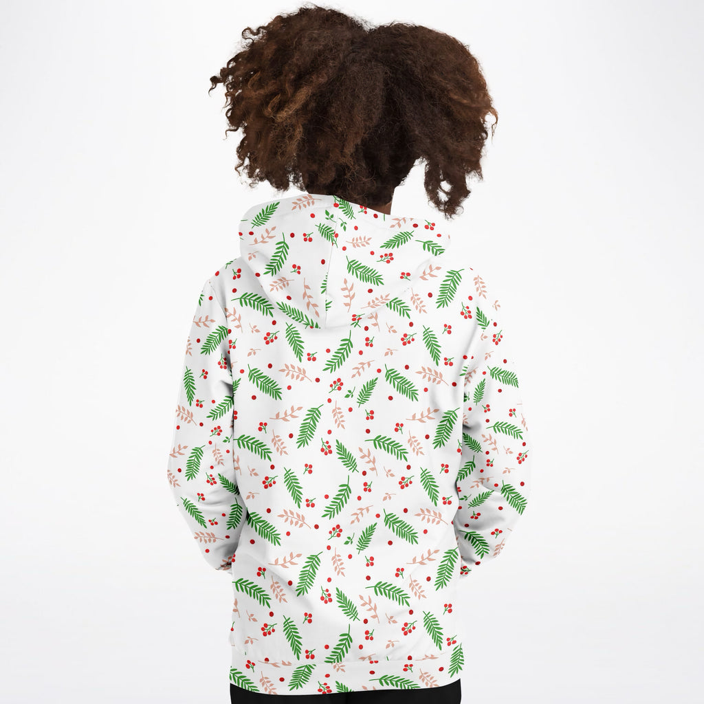 Kids Christmas Holly Berry & Evergreen Hoodie – Ultra Comfy & Stretchy, Cozy Fleece or Lightweight Sports Fabric, Double-Layer Hood & Kangaroo Pocket