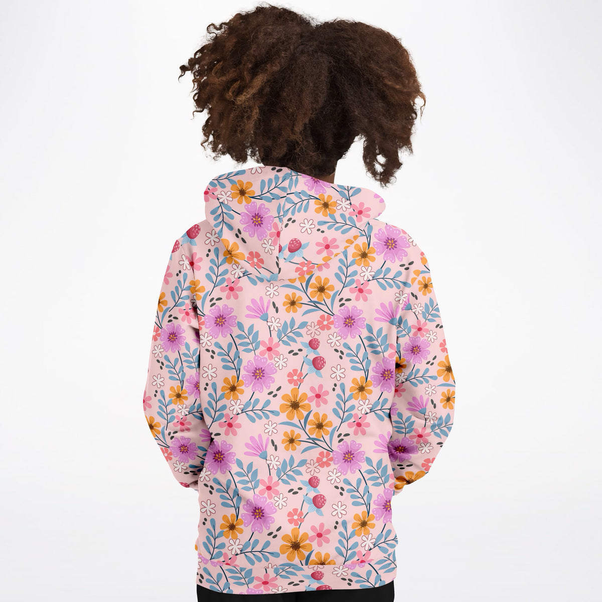 Girls Colorful Pink Wildflower Hoodie – Ultra Comfy & Stretchy, Cozy Fleece or Lightweight Sports Fabric, Double-Layer Hood & Kangaroo Pocket